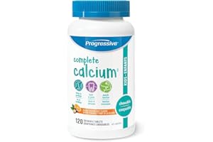 Progressive Complete Calcium for Kids - 250 mg of Calcium, Orange flavour, 120 Chewable Tablets | With essential fatty acids,