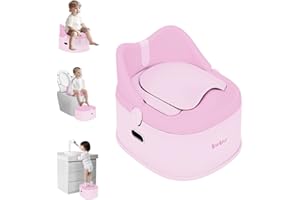 Babilous 3 in 1 Potty Training Toilet, Toddler Potty Training Seat, Baby Potty Trainning Step Stool, Potty Trainer for Boys and Girls, Pink