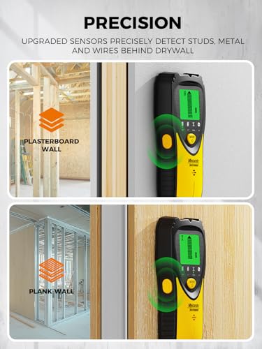 Mecurate 5-in-1 Stud Finder with LCD Display, Wall Scanner for Studs, Metal, AC Wires Detection, Lightweight & Durable, Perfect for Homeowners & DIY Projects (Lemon)