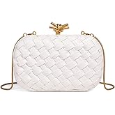 CUXVA Woven Evening Bag Clutch Purse for Women Knot Woven Leather Crossbody Bag for Wedding Party Prom