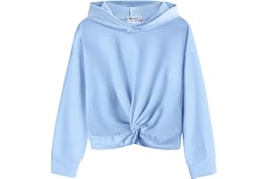 Hopeac Girls Hoodie Sweatshirt Tie Dye Twist Front Casual Loose Long Sleeve Cute Clothes Crop Top Pullover