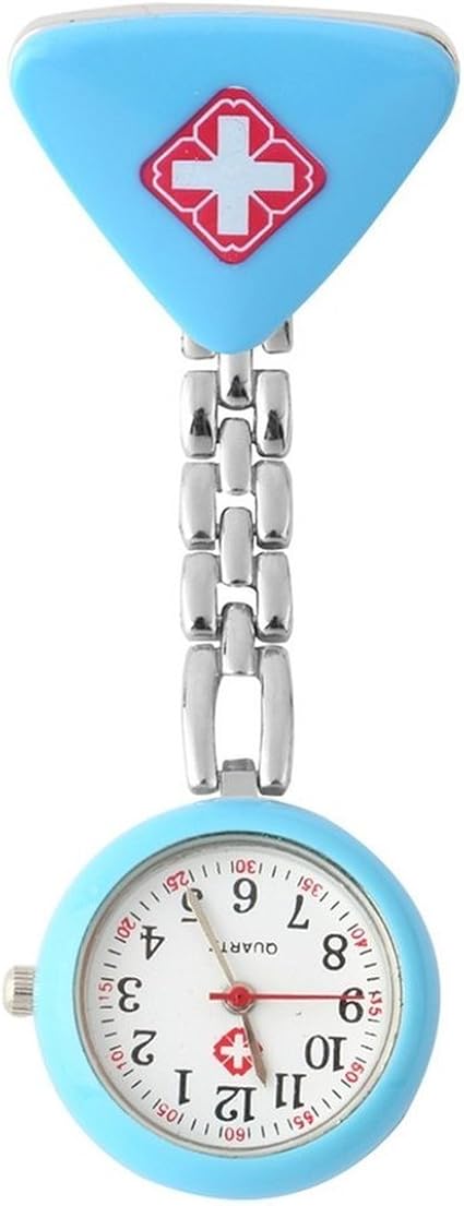 JEWEDECO Krankenschwester Uhr Rosa - Digitale Ansteckuhr Mit Schlüsselanhänger Für Medizinisches Personal