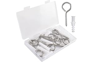 Cozihom 2.5 Inch Heavy Duty Screw Eyes, Stainless Steel Eye Hooks, Screw in Eye Hooks for Wood, Securing Cables Wires, Pack of 12