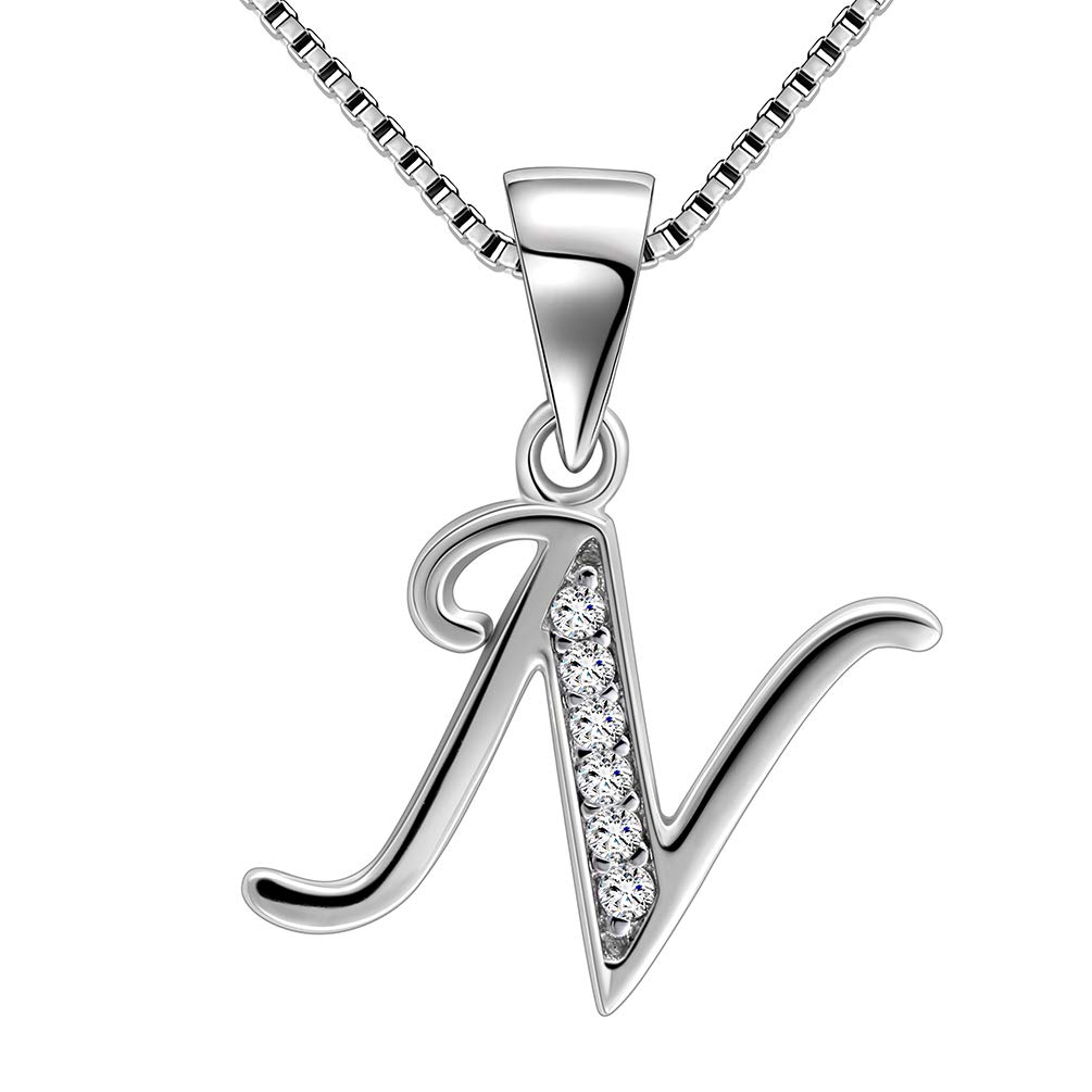 Aurora Tears Letter N Necklace Initial 925 Sterling
