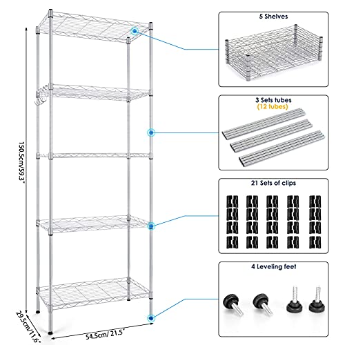Wire Shelving Unit, 5 Tier Metal Shelving Unit, Storage Shelves for