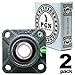 PGN UCF204-12 Pillow Block Bearing - Pack of 2 Square Flange Mounted Pillow Block Bearings - Chrome Steel Bearings with 3/4