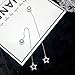 A&C Fashion Korean Version Chic Rhinestone Star and Bead Ear Line for Women. Unique Handmade Earrings Jewelry for Girl. (Silver Color)