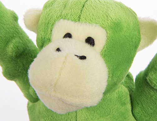 goDog Crazy Tugs Monkeys with Chew Guard Tough Plush Dog Toy, Green, Small