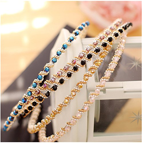 Casualfashion 4Pcs Bling Rhinestone Hair Hoop Band Crystal Beaded Headband for Women