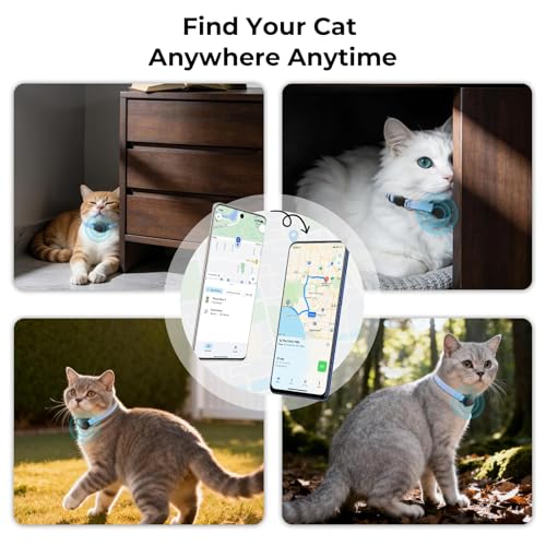 NozlaID Cat Tracker (iOS & Android) - Mini SmartTag Tracker for Cats Without Subscription - Waterproof Stretchy GPS Cat Dog Collar Locator (1 Pack)