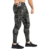 BROKIG Men Fitted Gym Sweatpants,Casual Slim Workout Jogger Pants with Zipper Pocket Bodybuilding Athletic Tapered Pants