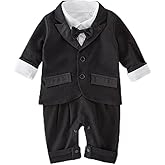 Dressy Daisy Infant Baby Boy Black Tuxedo Suit with Blazer Gentleman Formal Outfit