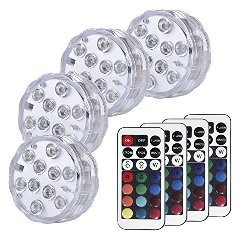 Huakway RGB Color Changing Submersible Lights, 13 Colors 4 Modes