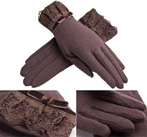 Apparelsales Womens New Style Warm Hand Knitting Gloves Mittens with Bowknot Dark Khaki