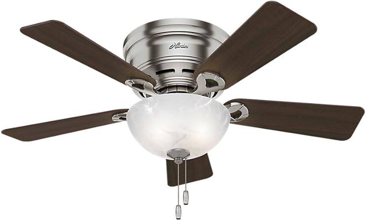 Hunter Indoor Low Profile Ceiling Fan With Light And Pull Chain