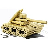 JCNART Metal Vintage Bullet Shell Casing Tank Statue for Office Home Desktop Sculpture Farmhouse Christmas Holiday D&eacute;cor