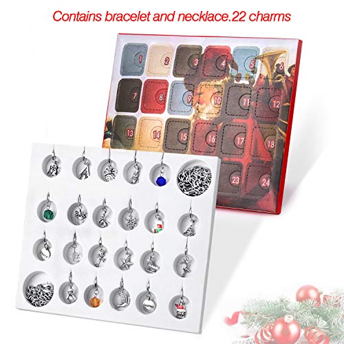 JOYPEA Advent Calendar Christmas Gifts With 22 Charms Christmas Countdown Calendar DIY Gifts For Girl Kids Women