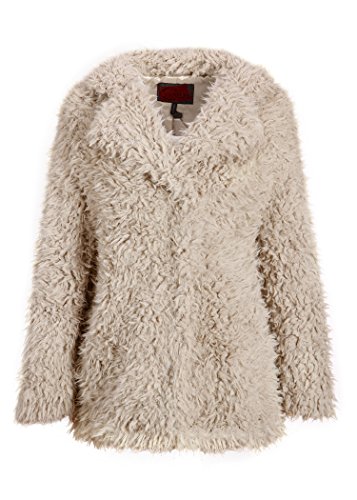 Womens Plush Faux Fur Shaggy Winter Jacket Size X-Large Natural Womens Plush Faux Fur Shaggy Winter Jacket Size X-Large Natural