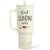 Grandma Tumbler with Handle 40oz, Grandmother Gifts from Granddaughter Grandson, Stainless Steel Tumblers Coffee Travel Cup, Gifts for Nana Mimi Grandmom on Birthday Christmas Mothers Day Valentines