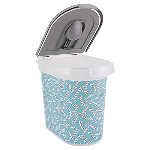 Paw Prints 37914 15 lb. Bones Design Plastic Pet Food Bin, 12.5" L x 9.75" W x 13.38" H
