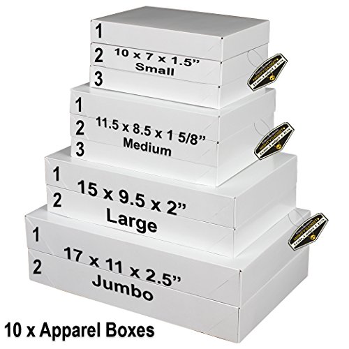 Mighty Gadget (R) 10 Pack Assortment Combo Bundle - Apparel Boxes Gift Boxes - White Gloss Color