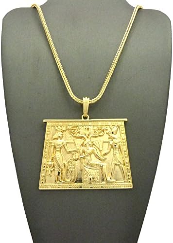 NEW EGYPTIAN TABLET PENDANT &2.5mm/27" FRANCO CHAIN HIP HOP NECKLACE - XTP26FCG