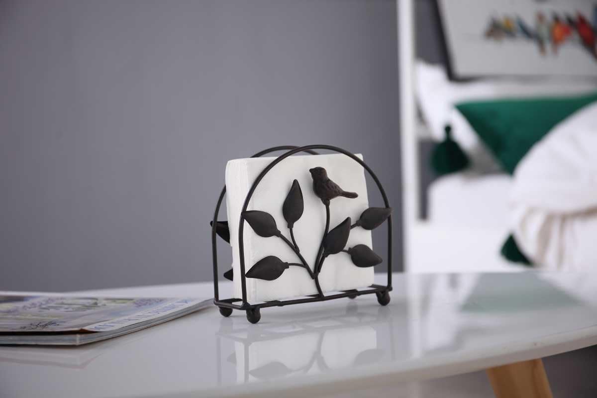 Cast Iron Bird & Tree Classic Napkin Holder/Tabletop Freestanding Tissue Dispenser, Turquoise: Kitchen & Dining