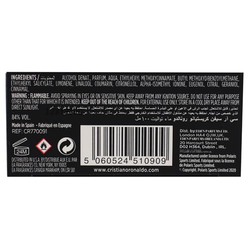 Cristiano Ronaldo CR7 Game On - Perfume para hombres - Esencia amaderada y seductora - Esencia tropical y densa - Estética oscura y sofisticada - Atrevida y de larga duración - EDT Spray 100 ml
