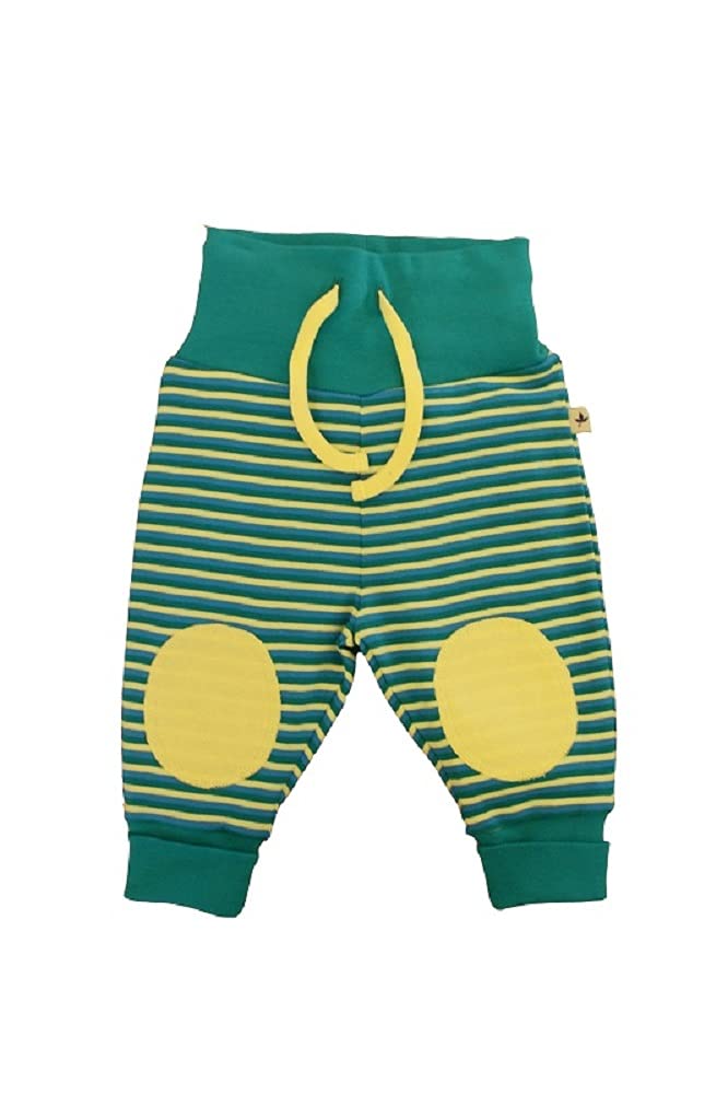 Leela Cotton Scandinavia Baby Striped Trousers Made from Pure Organic Cotton, Irish Green/Nordic Blue/Corn Yellow, 62