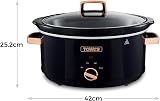 Tower Infinity Slow Cooker 6.5L 300W 3 Heat Settings Keep Warm Black Rose Gold view 6