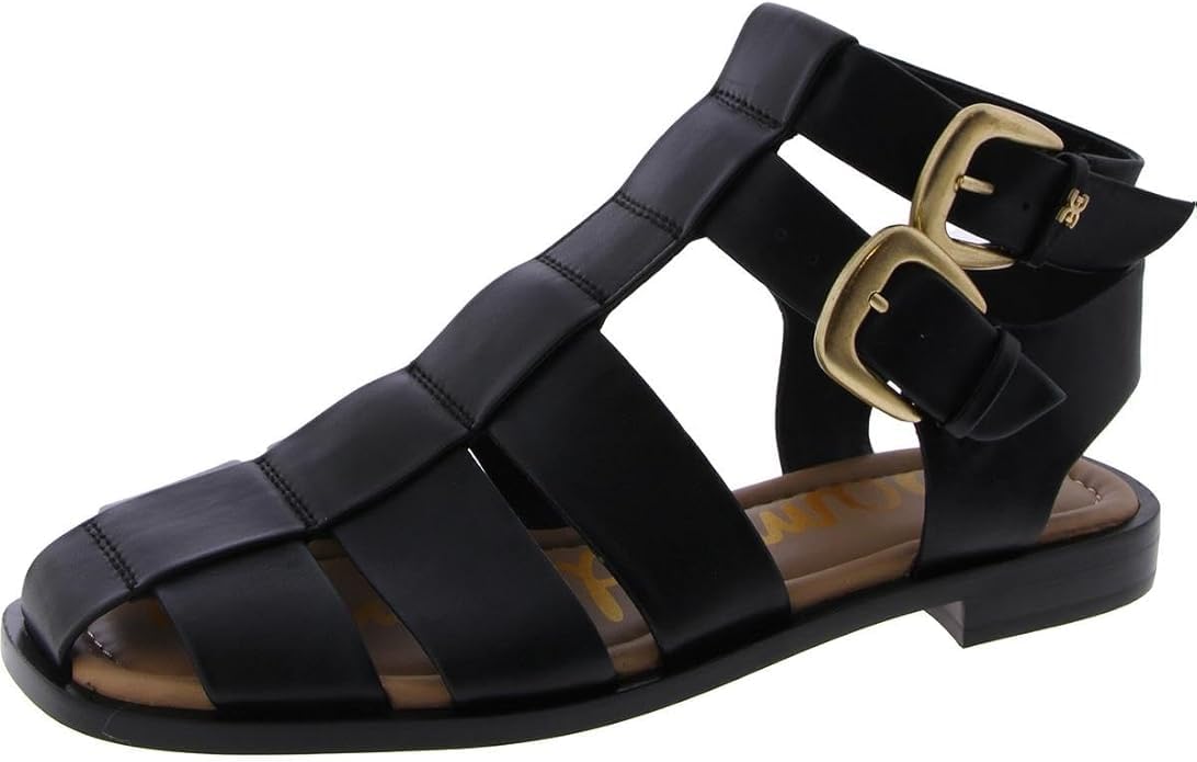 Photo 1 of  BLACK SHOE SEE PICS STOCK NOT EXACT**************Sam Edelman Dawn Fisherman Sandal Black Leather 8 Medium