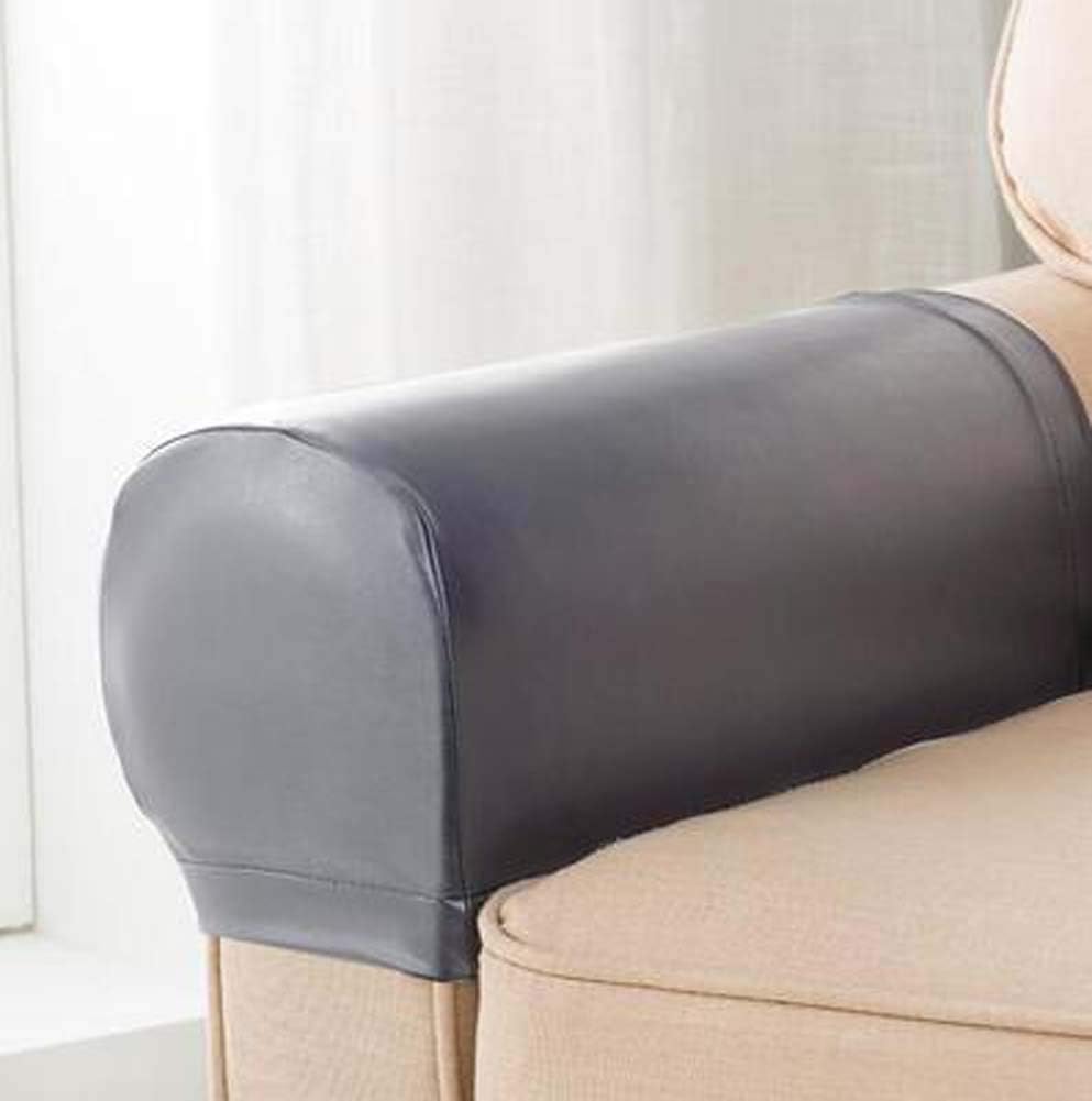 HANHAN 2 Set PU Leather Waterproof Armrest Covers AntiSlip Stain Resistant Furniture Protector