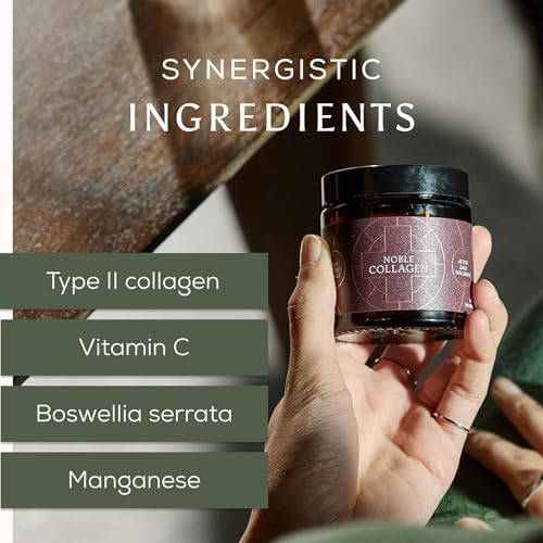 Ancient + Brave Noble Collagen - Type II Collagen Capsules for Joint Health, Healthy Bones & Ligaments - Enhanced with Vitamin C, Boswellia Serrata & Manganese -30 Capsules