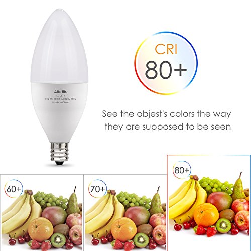 Albrillo E12 Bulb, LED Candelabra Light Bulbs 60 Watt Equivalent, Soft White 3000K LED Chandelier Bulbs, Decorate Candle Base E12 Non-Dimmable, 4 Pack - Thumbnail 7