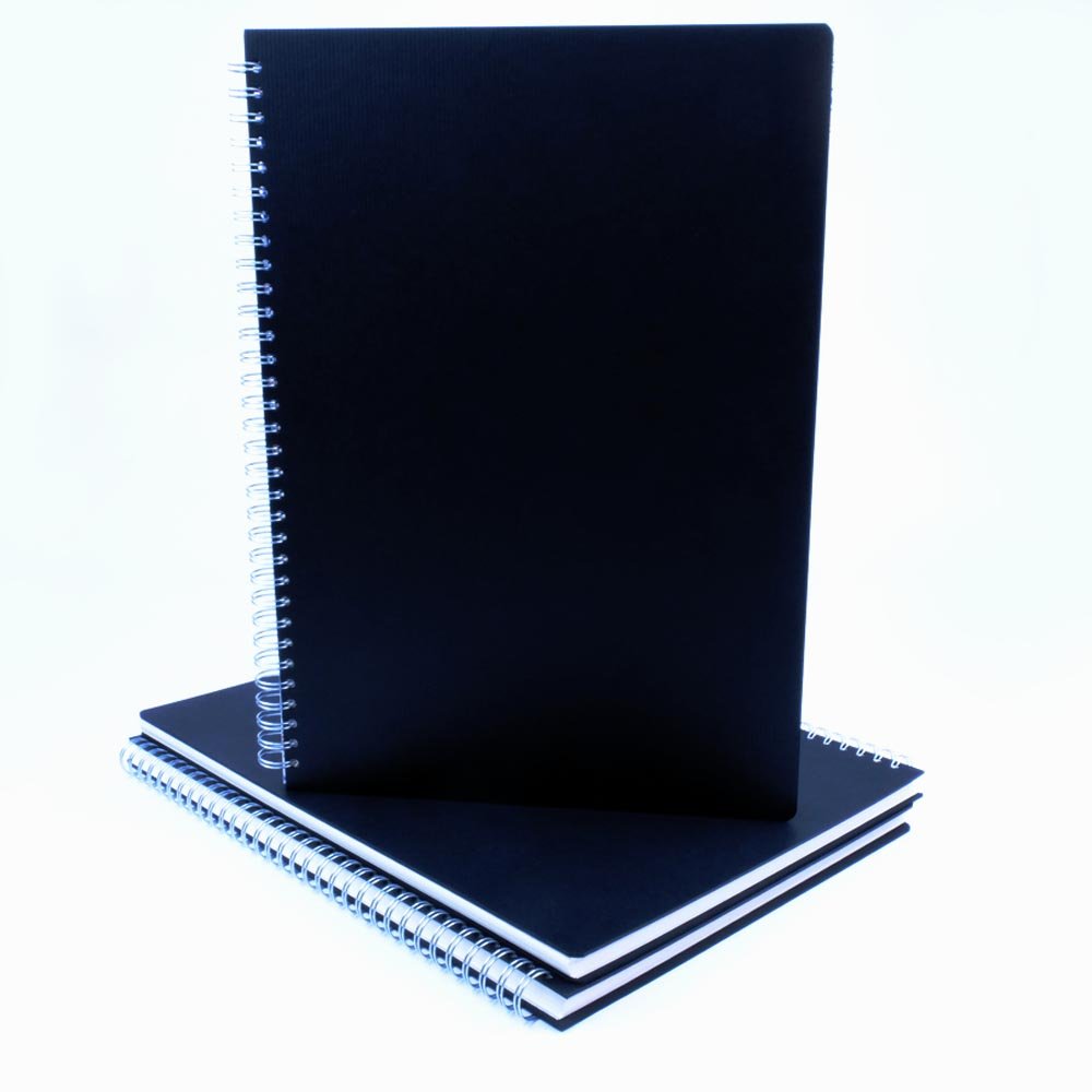 SEAWHITE Black Euro Spiral Hardback Sketchbook 160gsm Portrait A3-297x420mm