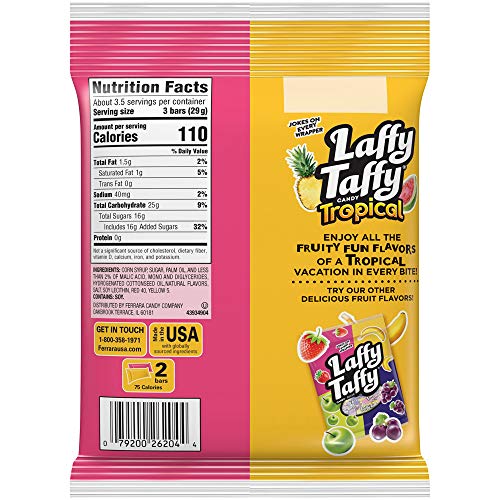 Laffy Taffy Tropical Guava and Pineapple Candy, 3.5 Ounce, 12 Count