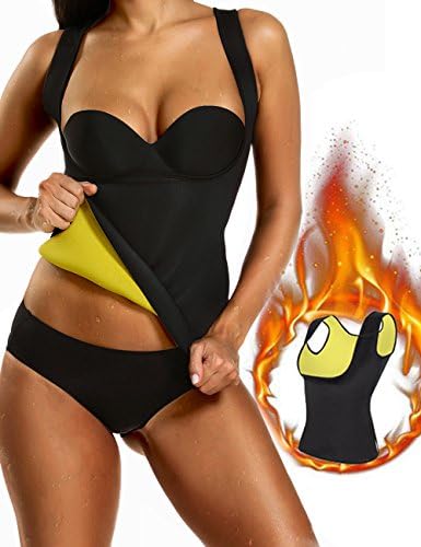 JojoQueen Waist Trainer for Women,Women's Neoprene Sauna Waist Trainer Vest Thermo Burn Sweat Vest Slimming Weight Loss Body Shaper (Black, XXL)