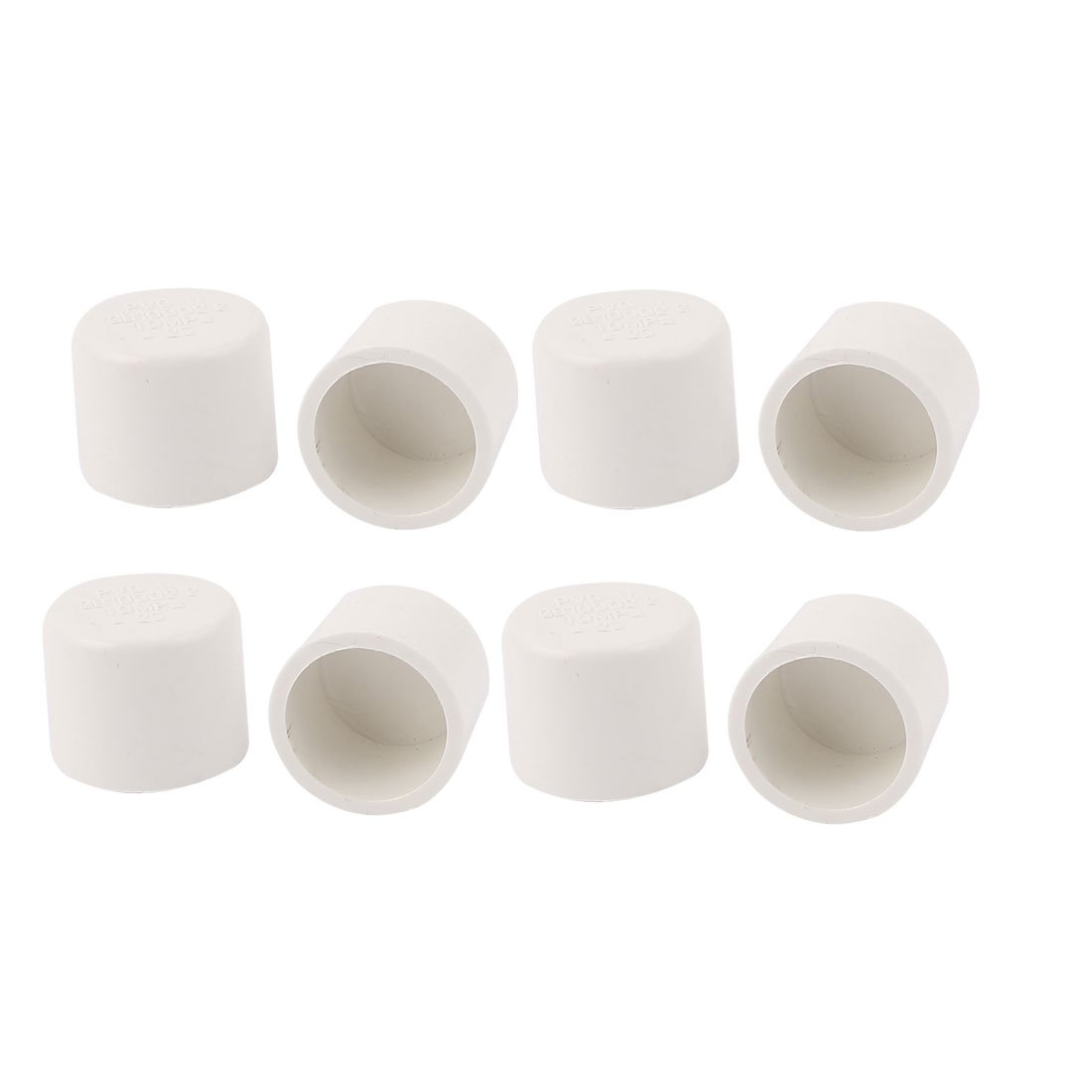 Sourcingmap 8pcs 25mm Dia PVC Round Inlet Pipe End Caps Cover White