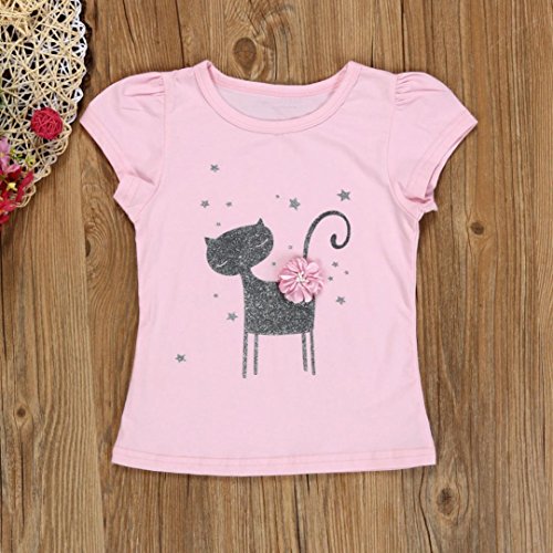 2017 Toddler Kids Baby Girls Cute Bow Shirt Top Grid Shorts Set Tutu Dresses Princess Party Clothes (3-4Years, Pink)