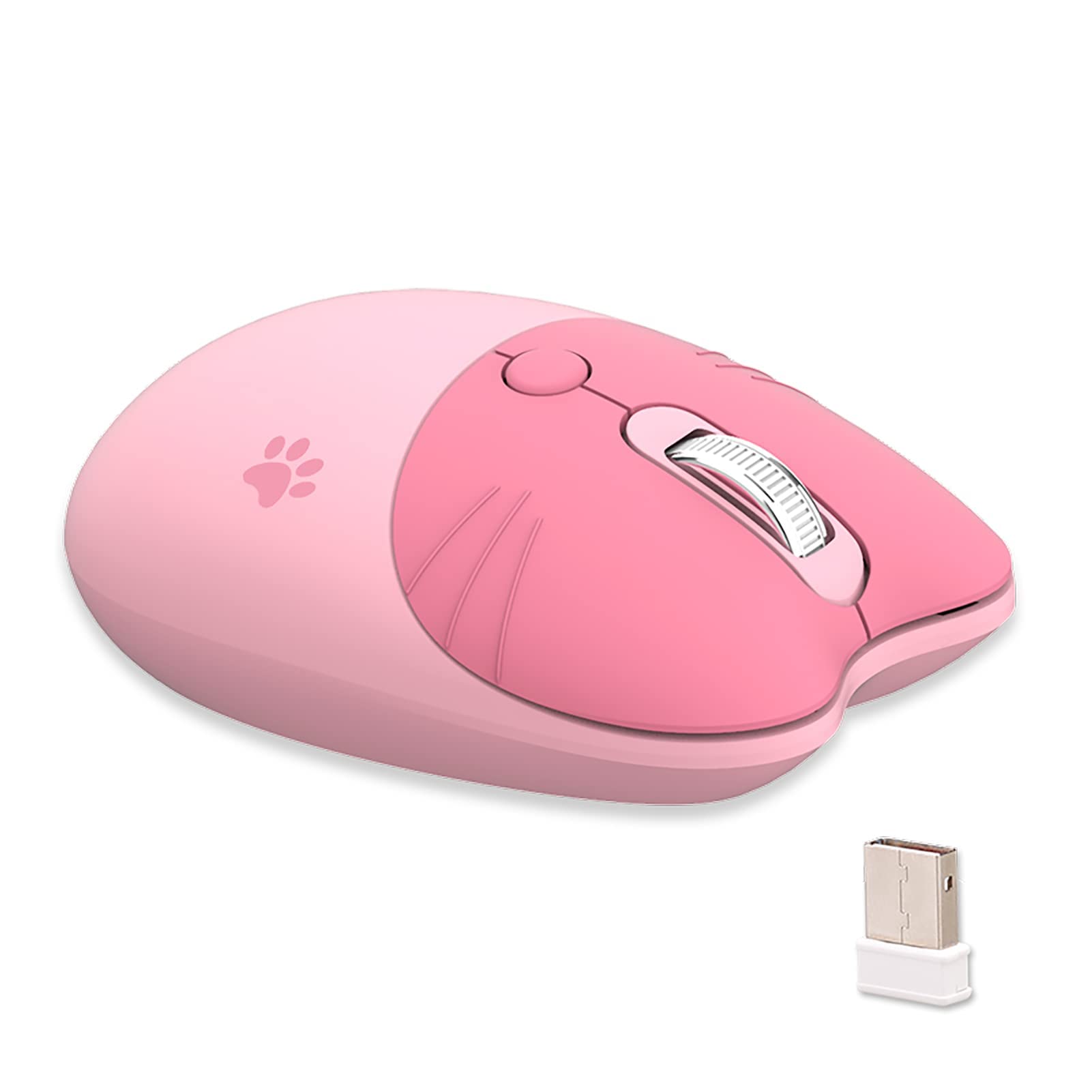Photo 1 of Lomiluskr Cute Cat Wireless Mouse, Lightweight Soundless Mouse, 2.4G Wireless Mice, Candy Colors, Kawaii Mouse for Girls and Kids (Pink)
