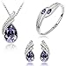 MAFMO Bridal Water Drop Jewelry Set Crystal Pendant Necklace Bracelet Stud Earrings (Purple)