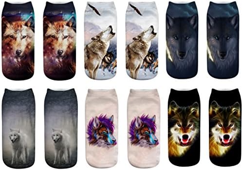 WEILAI Women Girls 3D Animal Cartoon Printed Cute Funny Comfort Casual Low Cut Ankle Socks