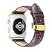 iStrap Alligator Grain Calf Leather Band for Apple Watch 44mm 40mm Series 6 SE 5 Series 4 Black Brown Replacement Strap Steel Buckle for iWatch 42mm 38mm Series 3 2 1 Sport Edition