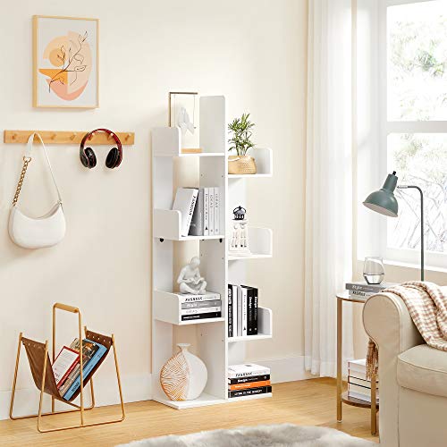 VASAGLE Bookcase, TreeShaped Bookshelf with 8 Storage Shelves, Rounded