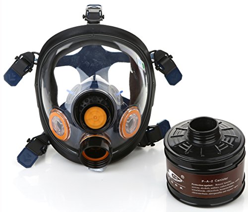 Gas Masks Full face Spray Paint Respirator with Common interface connection filter (Black)