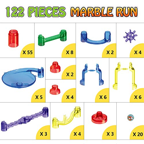Meland Marble Run 122Pcs Marble Maze Game Building Toy for Kid