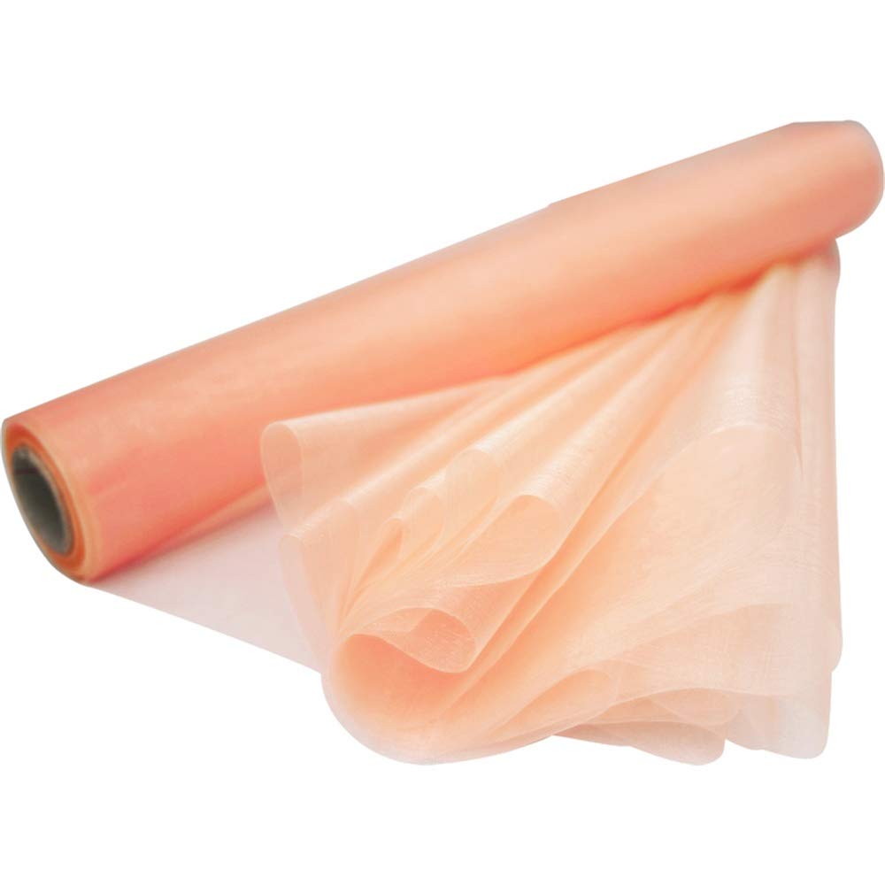 Time to Sparkle 52MX29cm (2Rolls 26M X 29cm/Roll) Sheer Organza Roll Sash Fabric Table Runner Sashes Chair Cover Bows Swags Wedding Party (Peach Melba)
