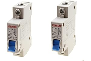 Bumbesti 2 PCS 1 Pole 230/400V Low-Voltage Miniature Circuit Breaker 1A Din Rail Mount DZ47-63 C1
