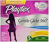 Playtex Gentle Glide Tampons with Triple Layer Protection, Regular and Super  Multi-Pack, Unscented - 50 Count