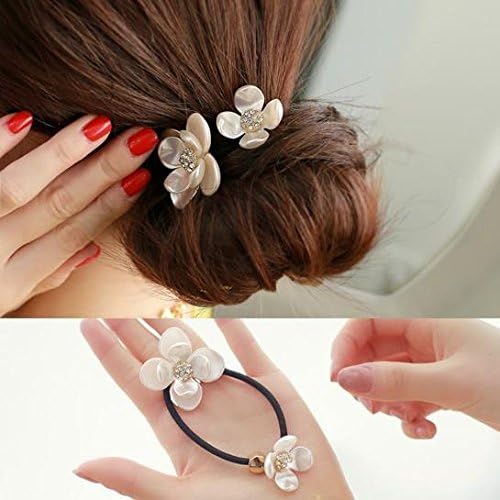 Meilliwish Crystal Flowers Ponytail Holder Hair Tie (B79) - Image 3
